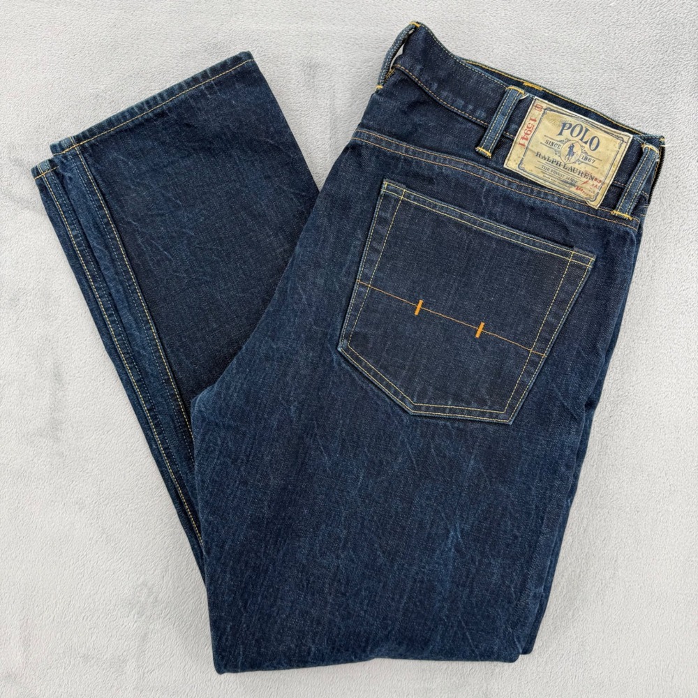 Polo Ralph Lauren Mens Slim Fit Jeans Dark Indigo Blue Denim Size 38x30